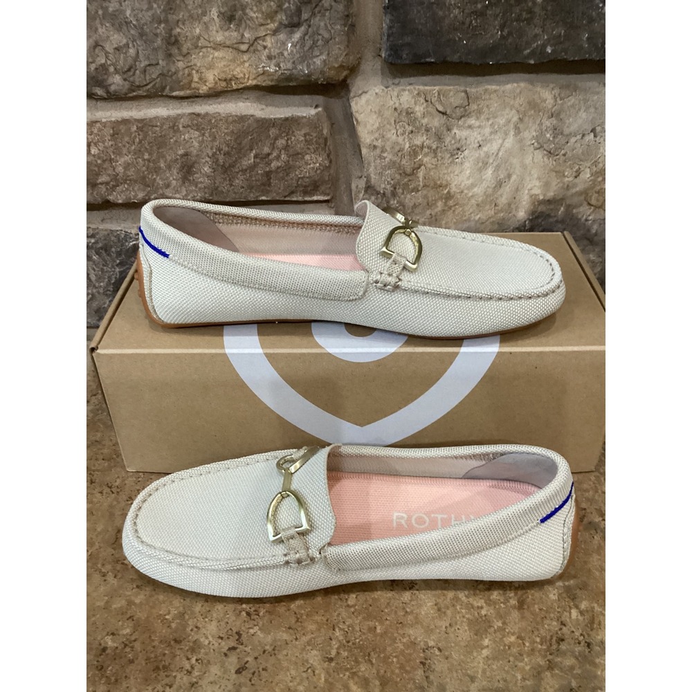 Rothys The Double Bit Driver Sesame Beige Knit Loafers Shoes 222-006 Womens 9 - Picture 2 of 8
